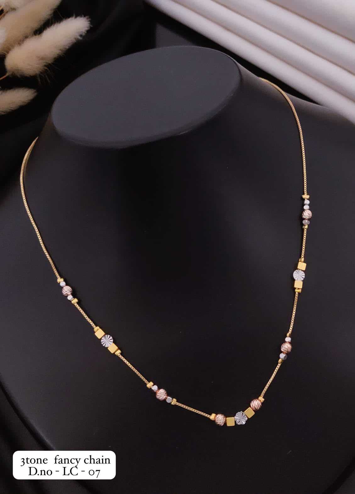 Three Tone Fancy Chain with Pastel Bead Stations