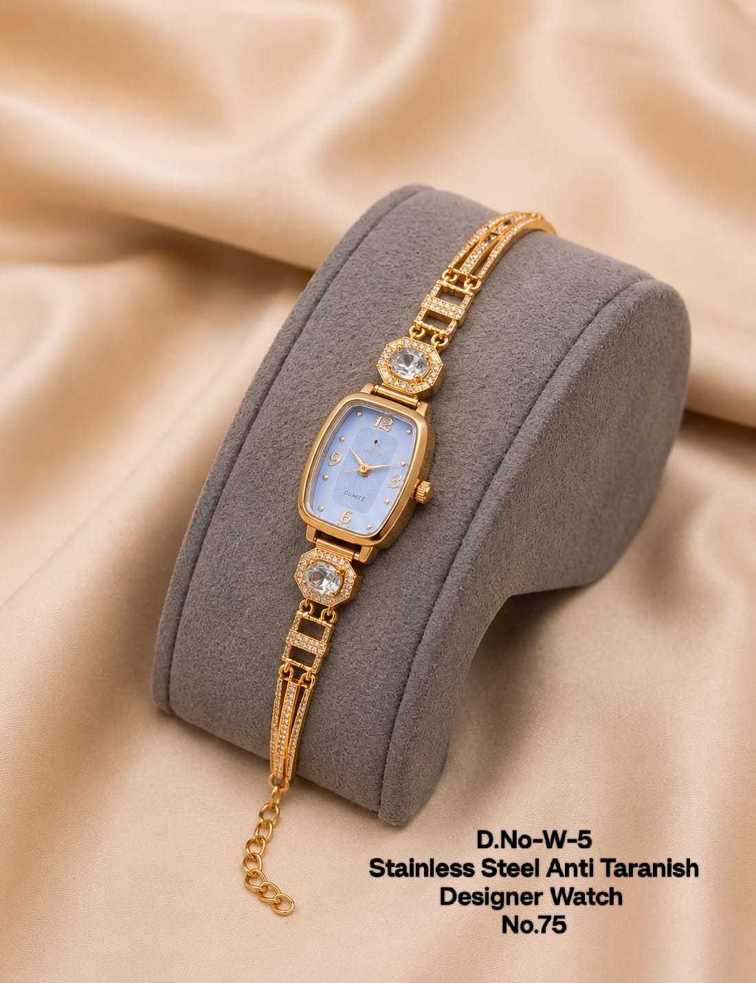 Tonneau Dial Gold-Tone Watch with Ruby and Crystal Accents