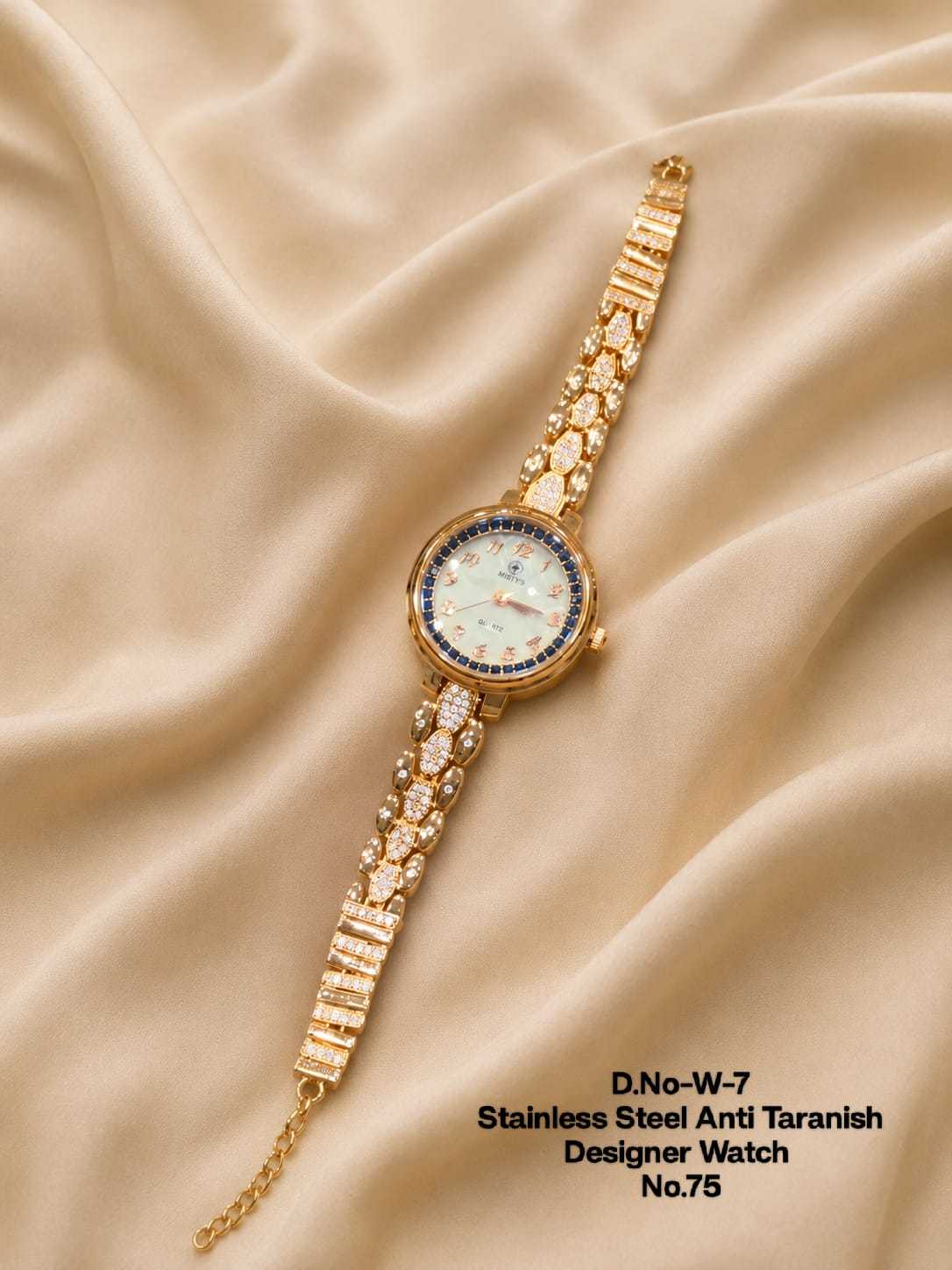 Tonneau Dial Gold-Tone Watch with Ruby and Crystal Accents