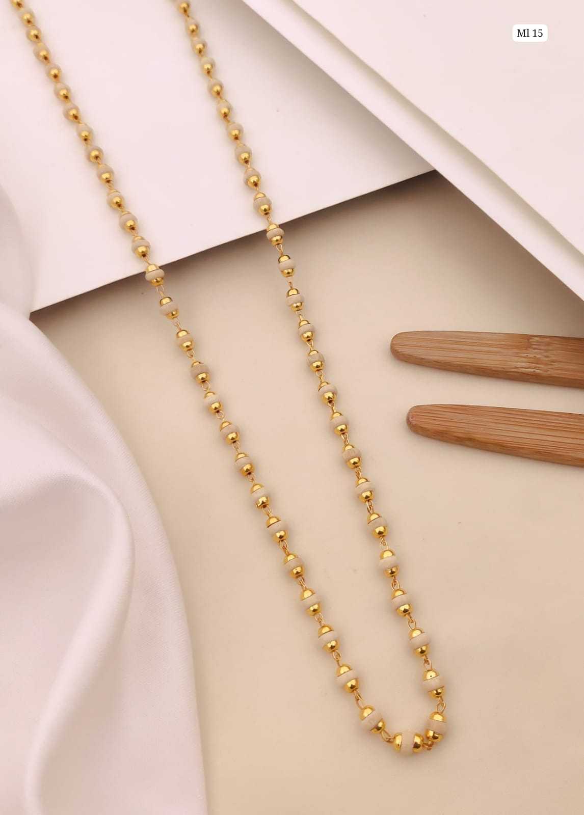 Traditional Gold Matar Mala Beaded Chain Necklace