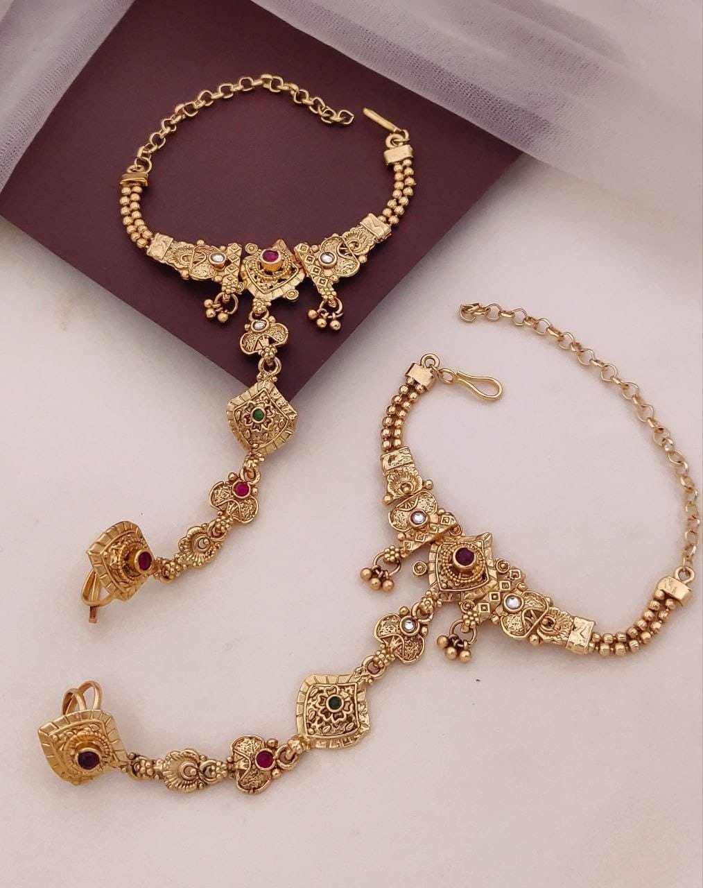 Traditional Haath Phool with Floral Stone Work