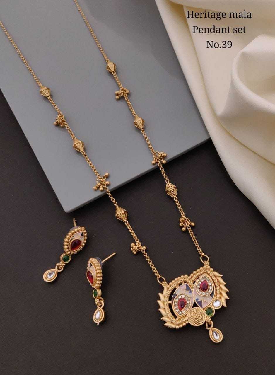 Traditional Heritage Mala Pendant & Drop Earrings