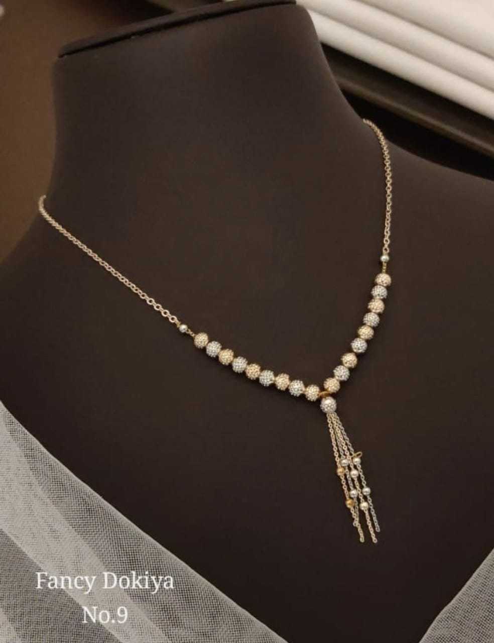 Tri Tone Tassel Y Necklace in Rose Gold