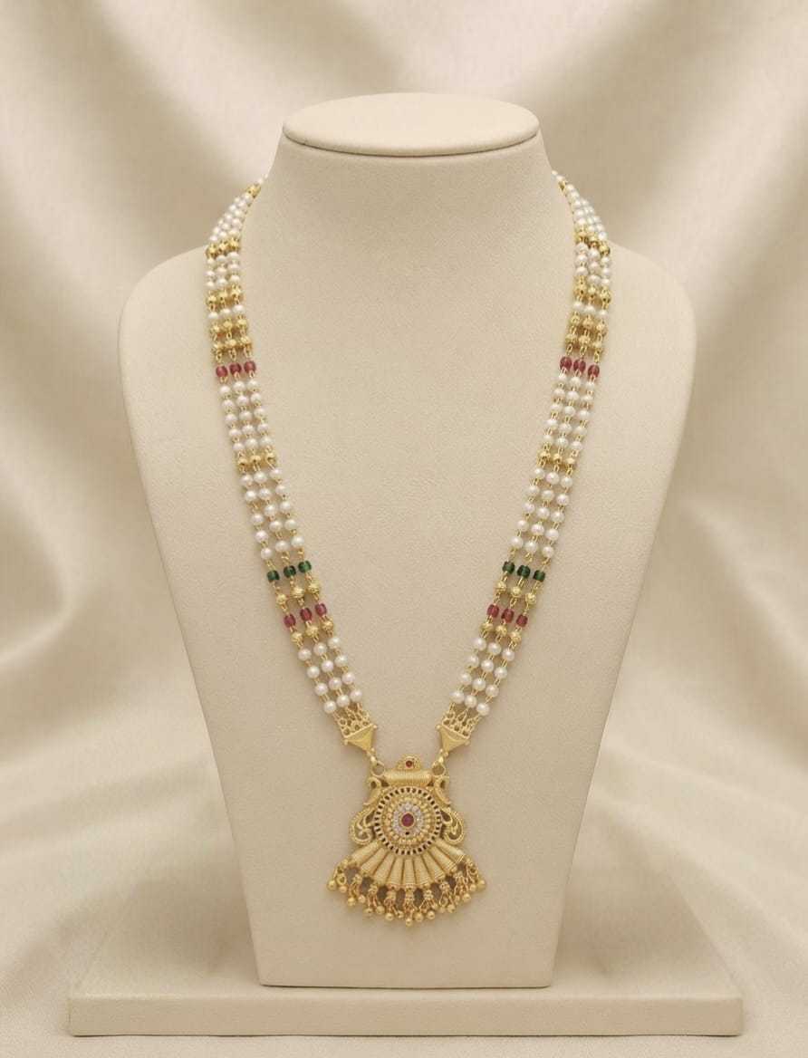Triple Pearl Strand Set with Statement Pendant