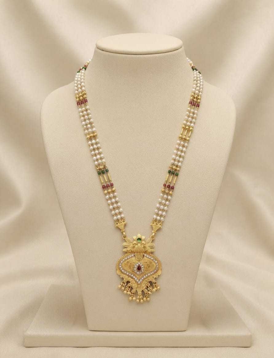Triple Pearl Strand Set with Statement Pendant
