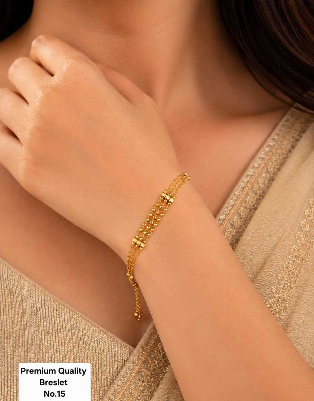 Triple Strand Mangalsutra Bracelet with Gold Bar Spacers