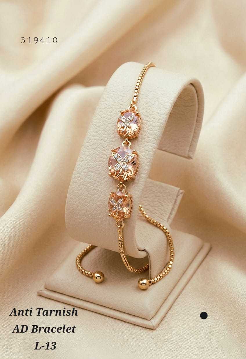 Tulip Floral Bracelet with Champagne Crystals