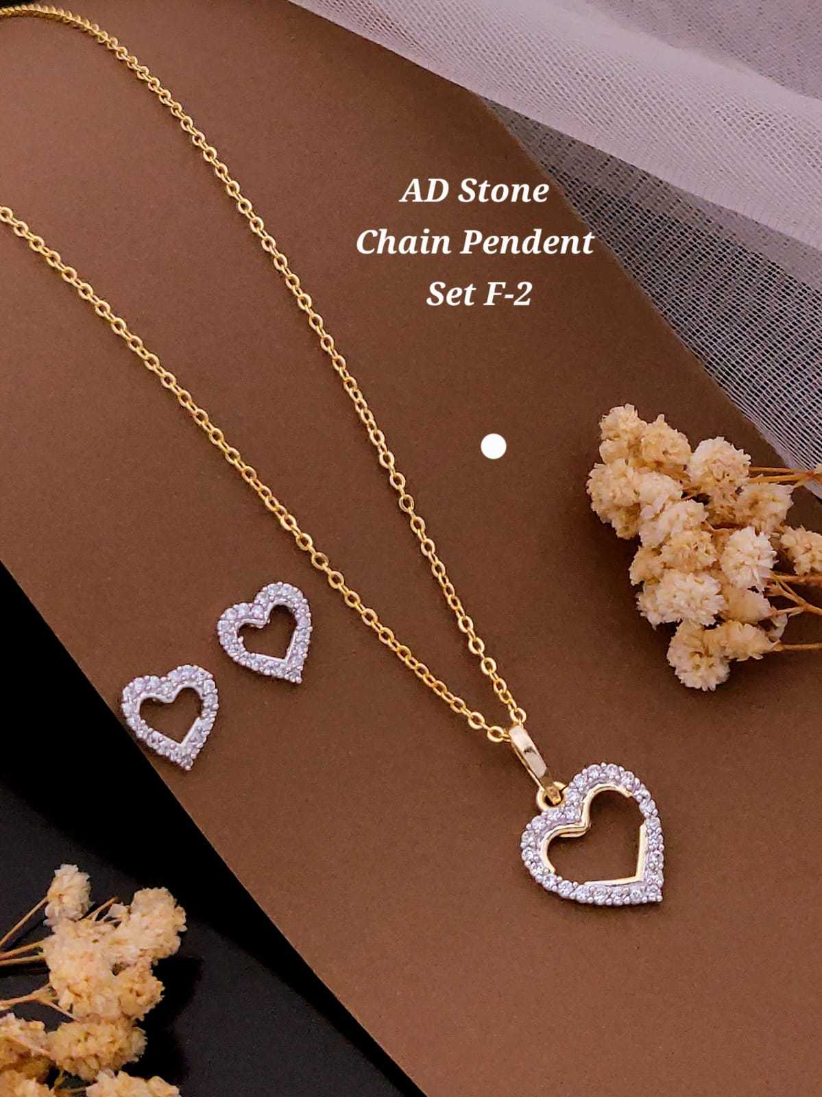 Twin Heart Pendant Chain Set with Studs