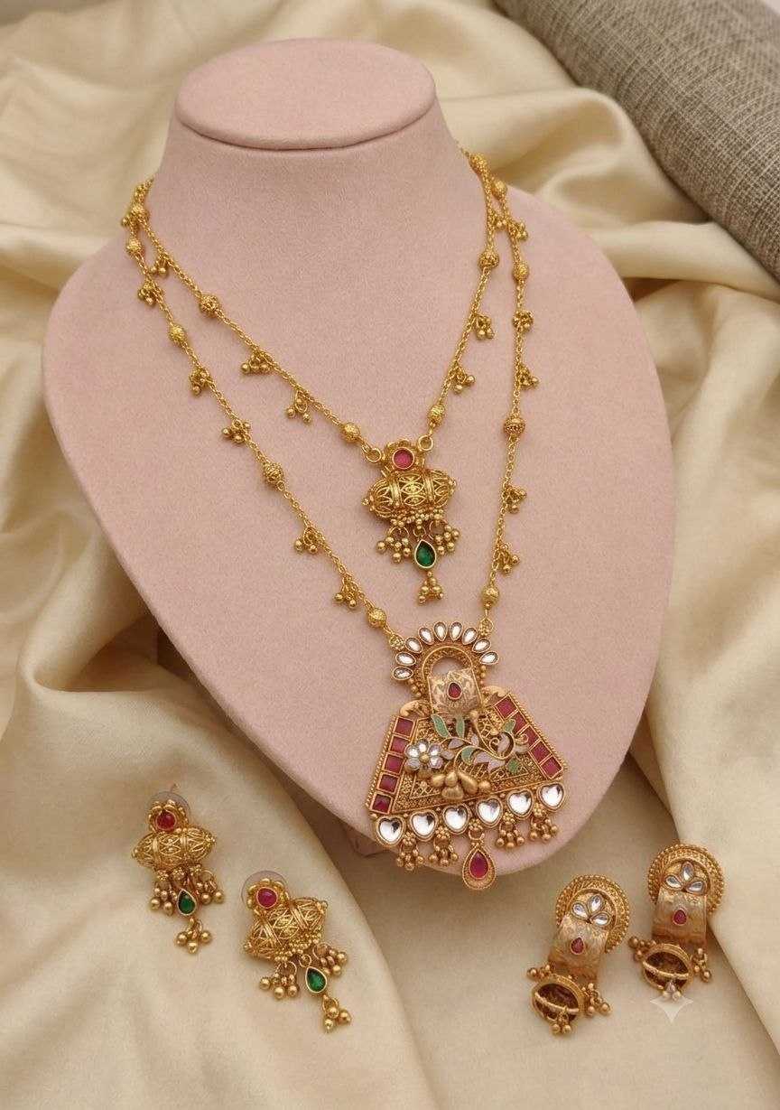 Two Layer Mangalsutra Combo with Jhumkas