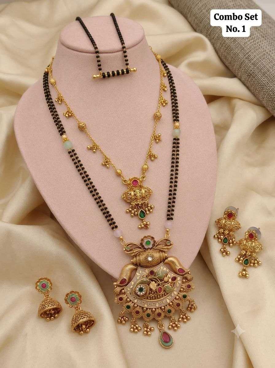 Two Layer Mangalsutra Combo with Jhumkas