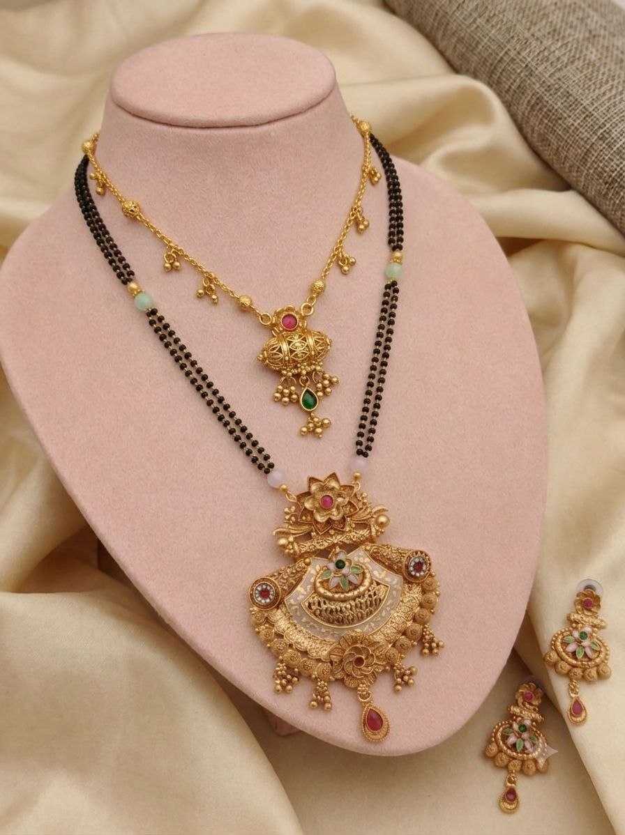 Two Layer Mangalsutra Combo with Jhumkas