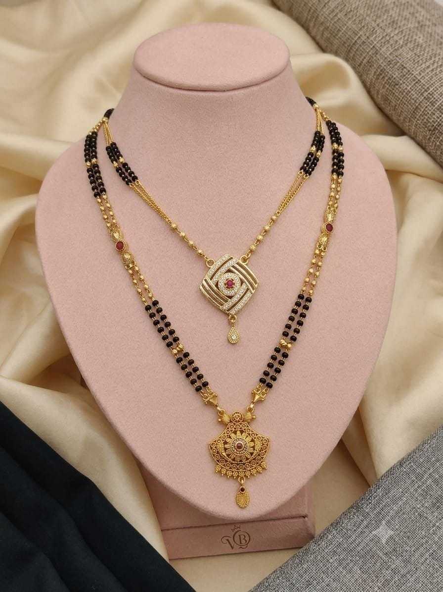 Two Layer Mangalsutra with Geometric Diamond Pendant