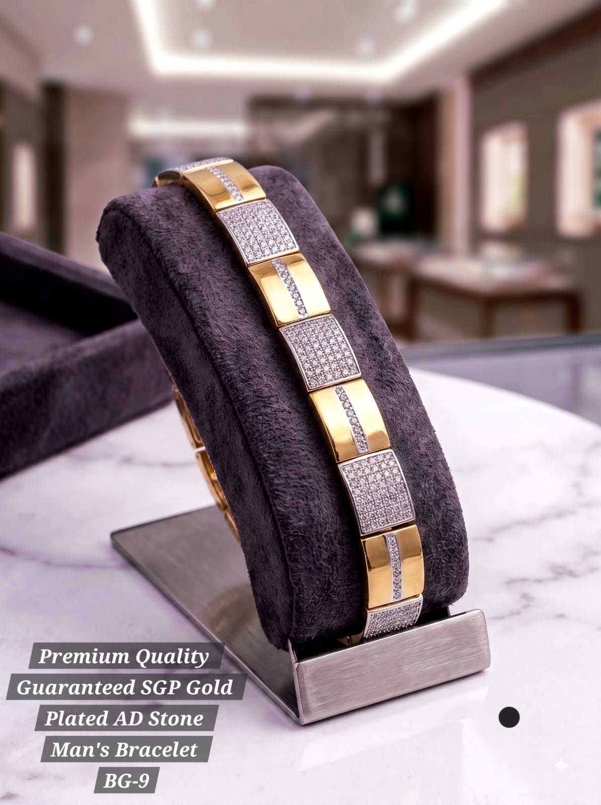 Design B: square CZ panels between gold bars