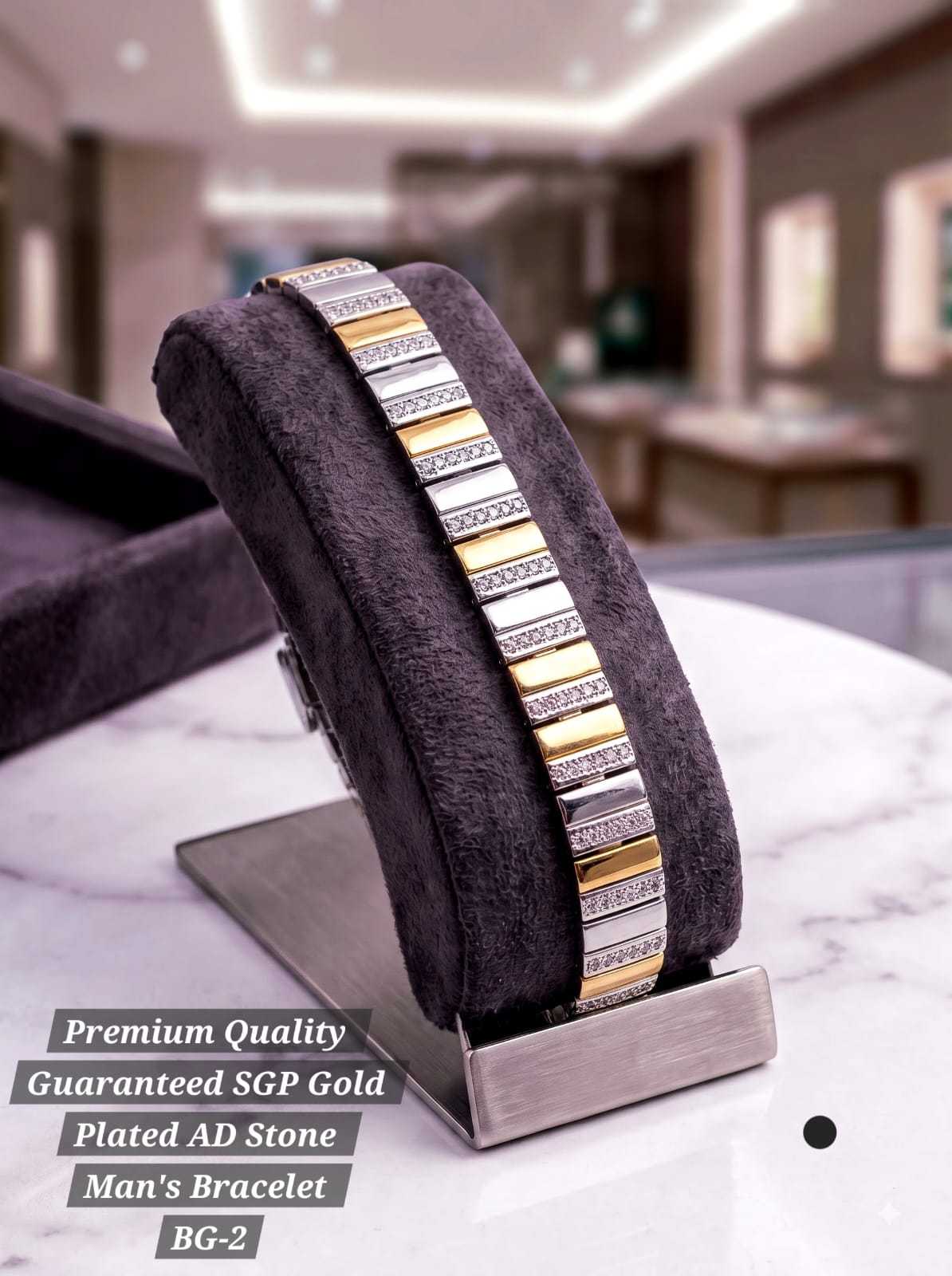 Design D: slim gold and silver bars with CZ rows