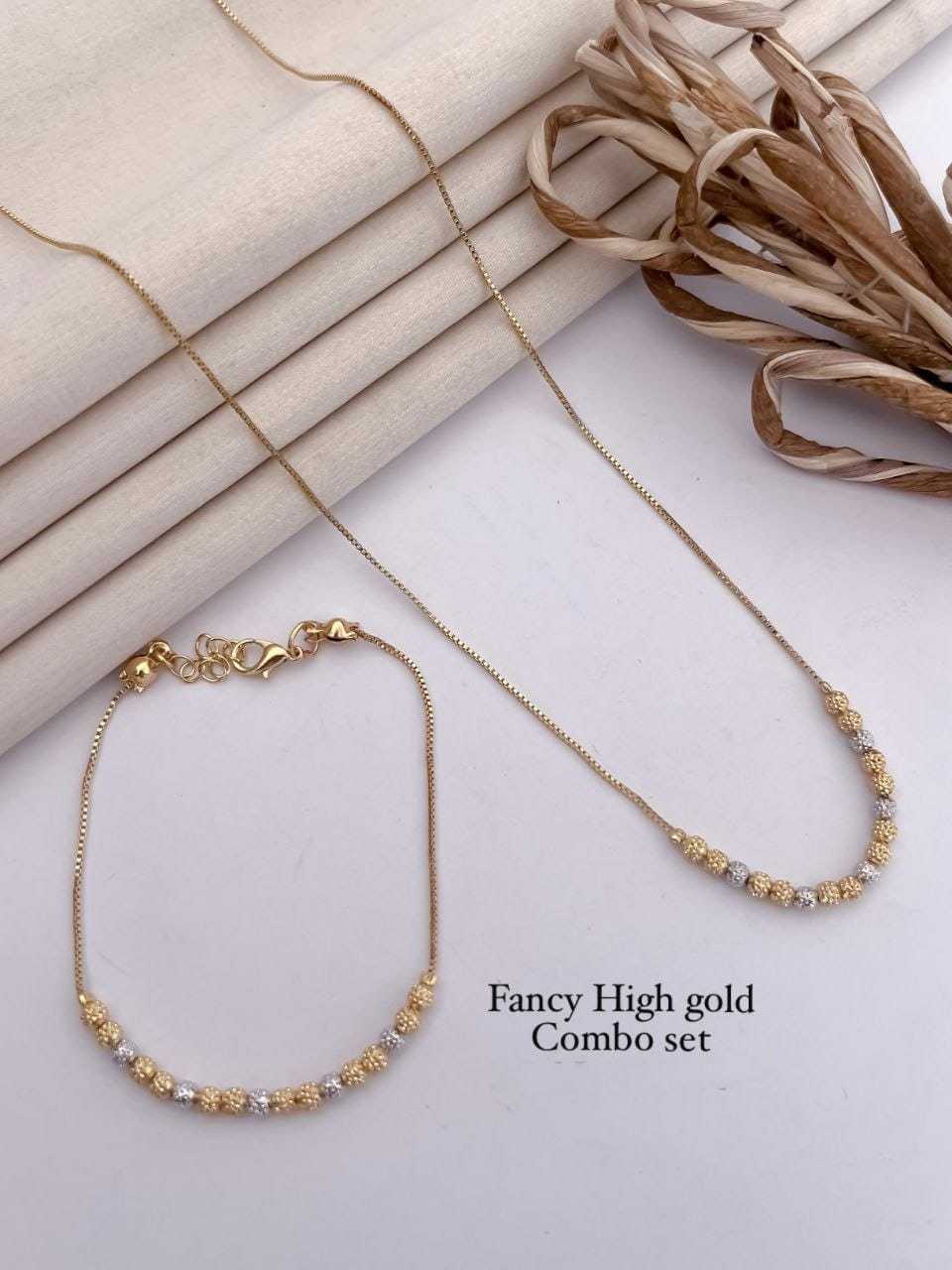 Two-Tone Chain Necklace & Bracelet Set