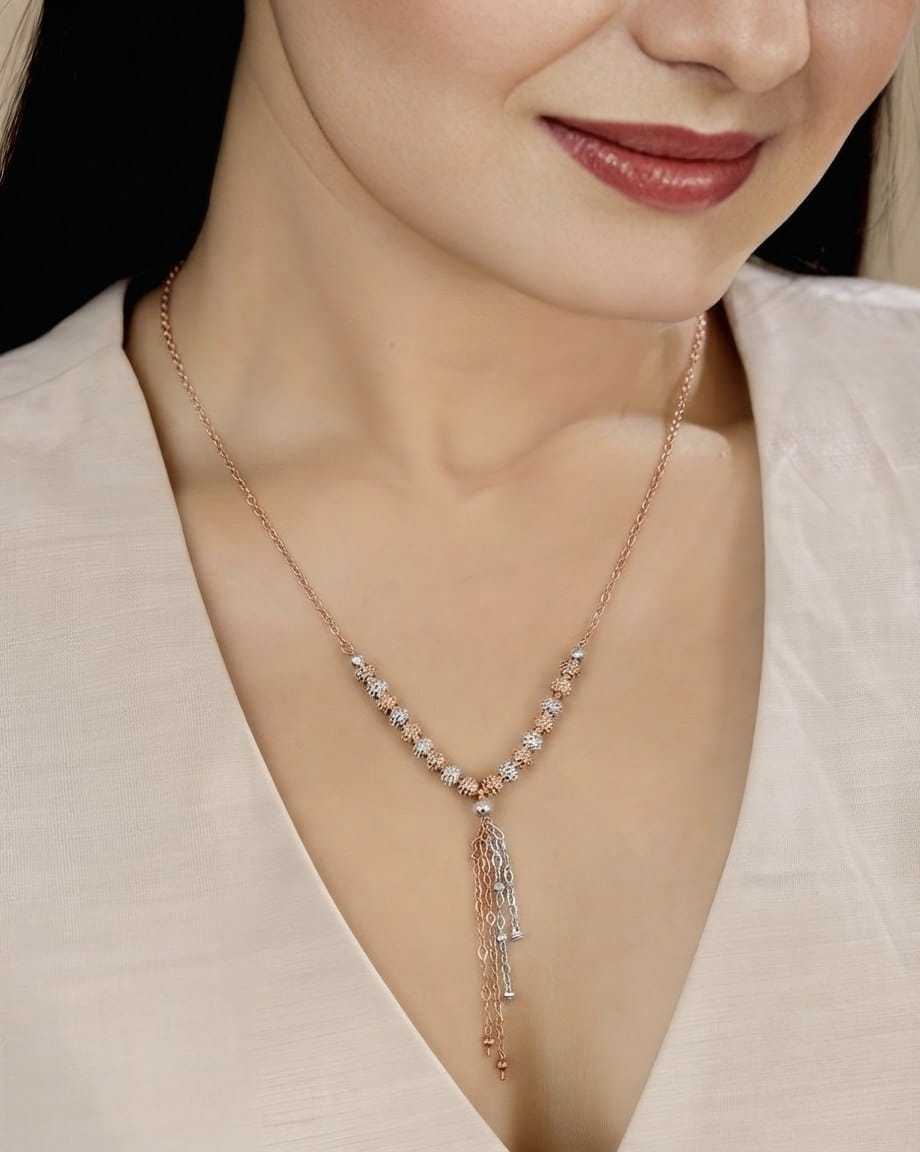 Two Tone Y Necklace with Crystal Tassel