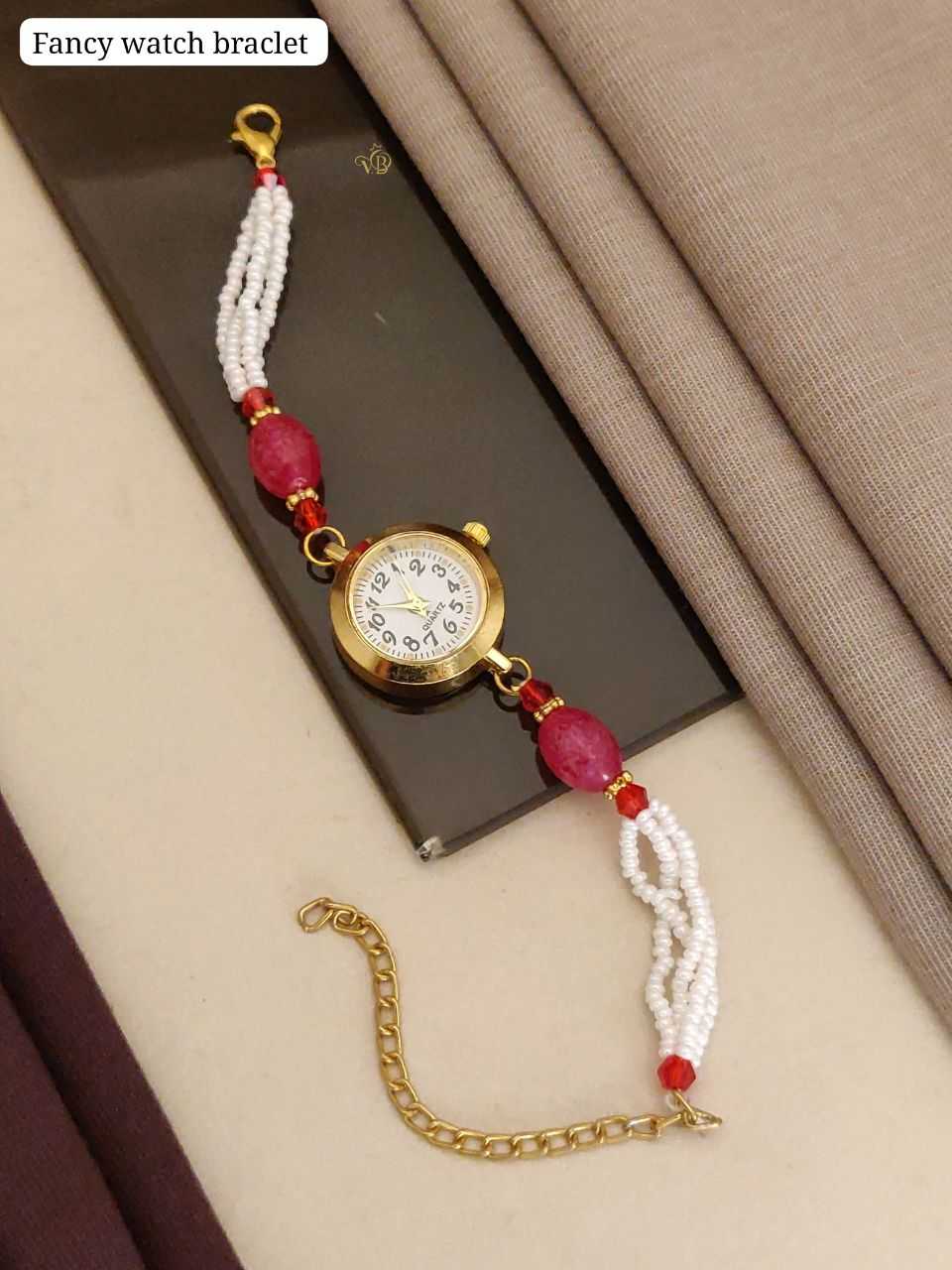 Vintage Pearl & Emerald Watch Bracelet