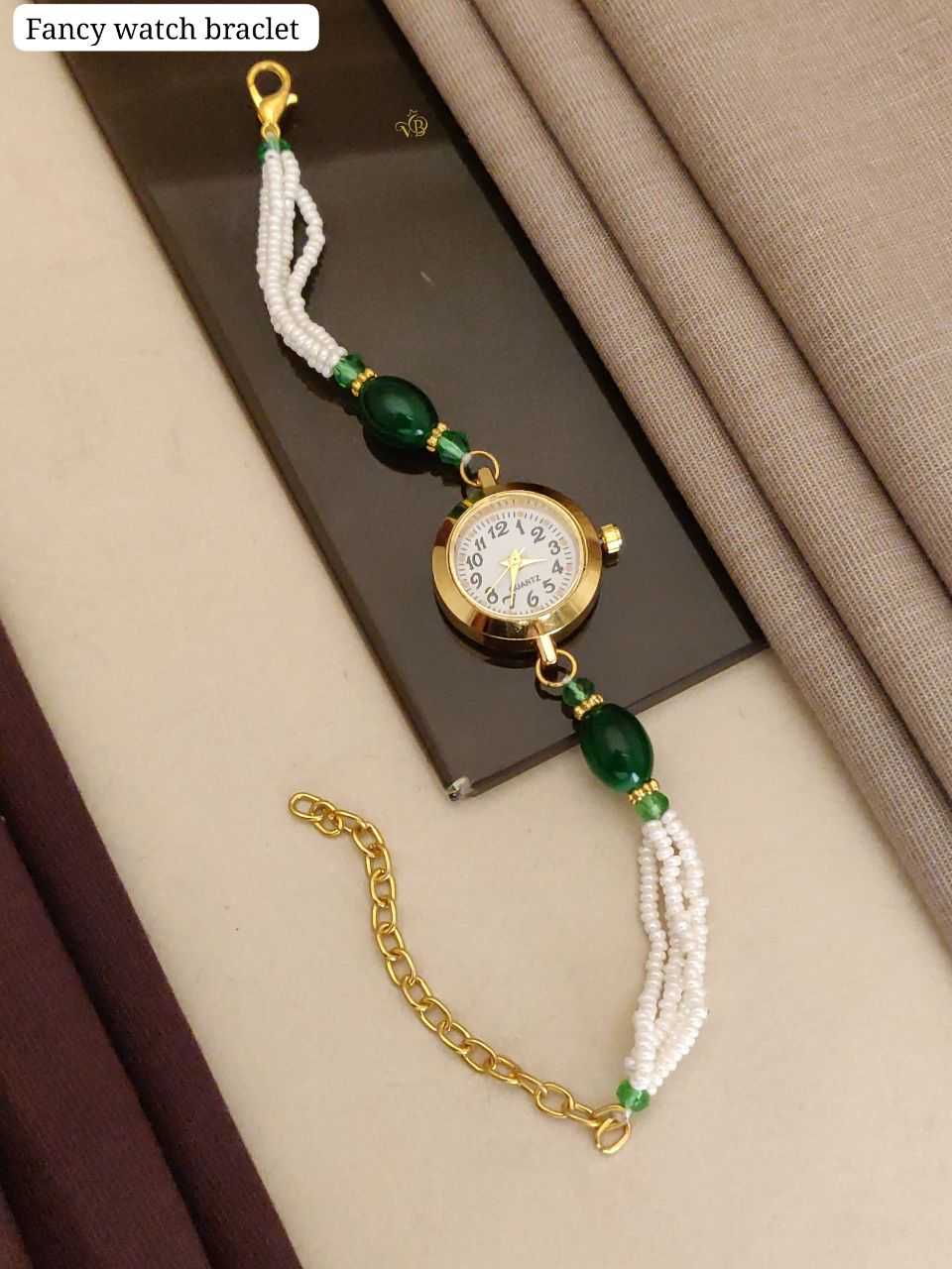 Vintage Pearl & Emerald Watch Bracelet