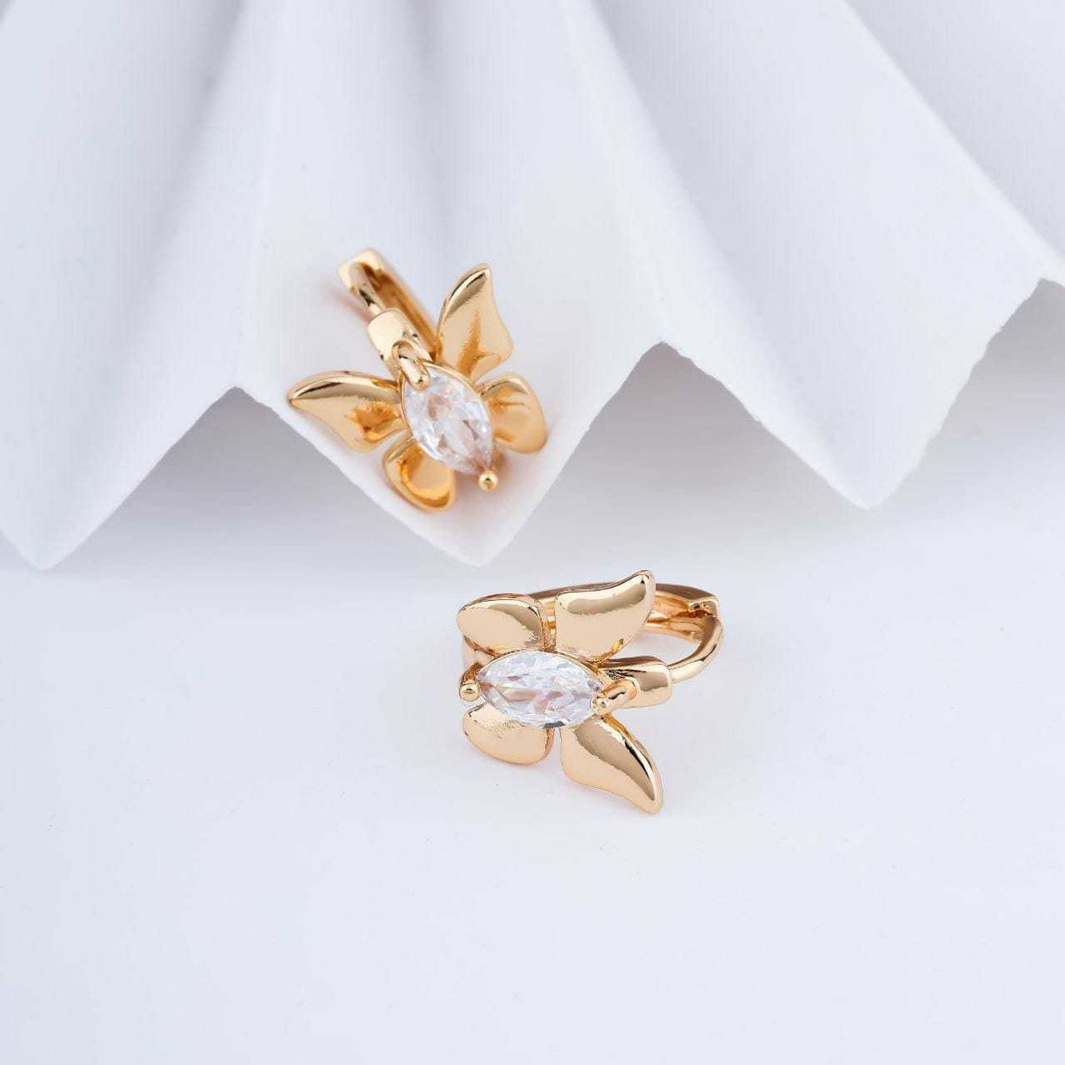 Wave CZ Huggie Hoop Earrings