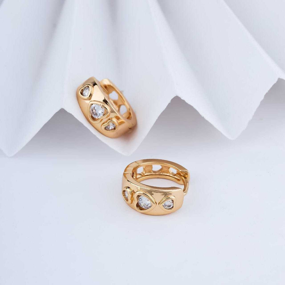 Wave CZ Huggie Hoop Earrings