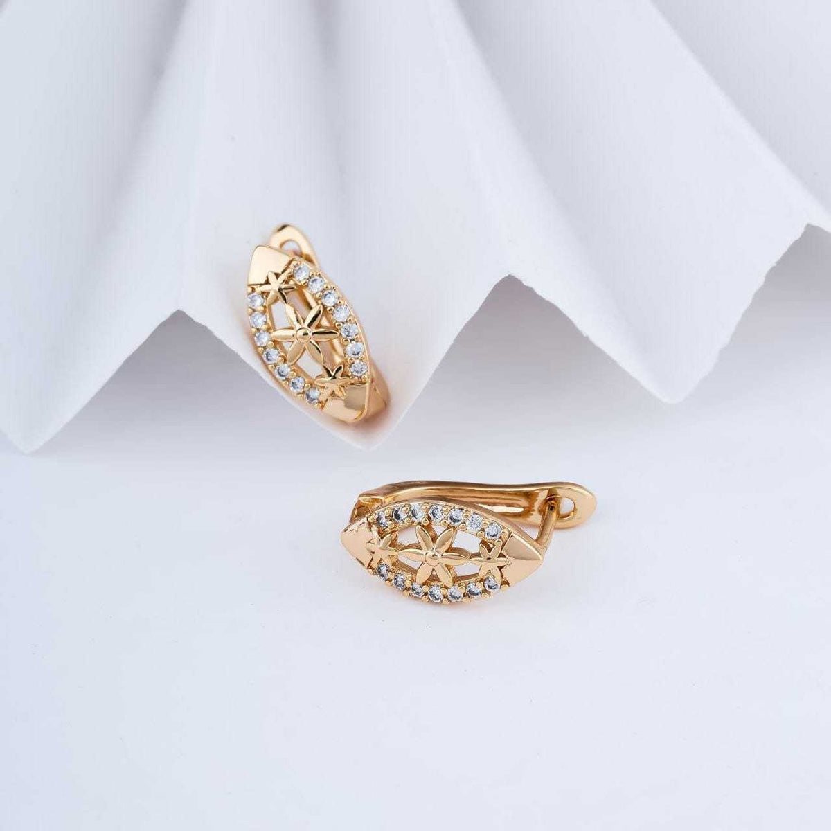 Wave CZ Huggie Hoop Earrings
