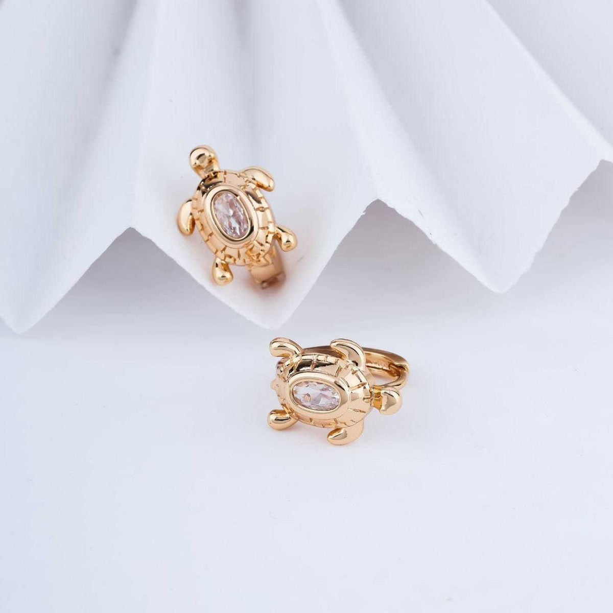 Wave CZ Huggie Hoop Earrings