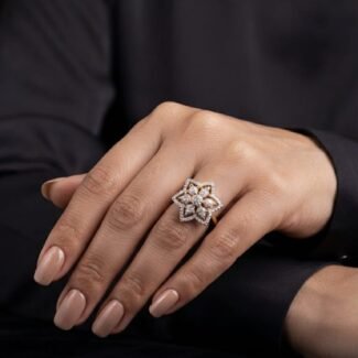 Gold Plated Floral Finger Rings For Women